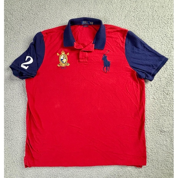 Polo Ralph Lauren Other - Polo Ralph Lauren Polo Golf Shirt Big Pony XXL Red Navy Fine Quality Goods Crest